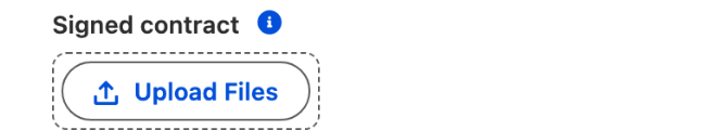 The file uploader showing its label, help icon and the drop zone with an Upload Files button