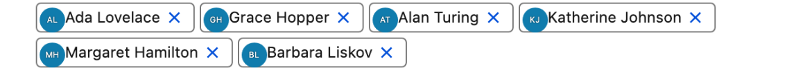 Every pill carrying a remove action button