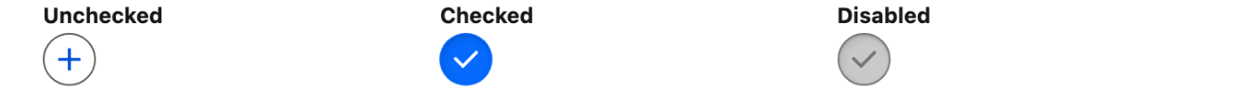 The Checkbox Button unchecked, checked and disabled