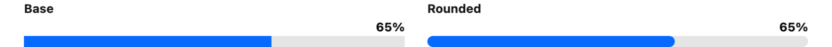 Two progress bars at 65 percent, one with square ends and one with rounded ends