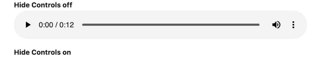 The Audio Player with Hide Controls off and on